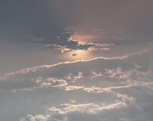 Beautiful sunset sky above clouds with dramatic light. Beautiful blazing sunset landscape, Horizon....