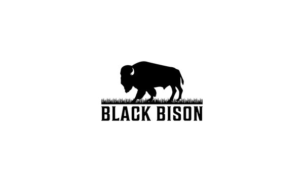 Black bison logo on white background
