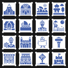 16 pack of designing  filled web icons set