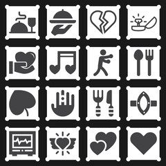 16 pack of romance  filled web icons set