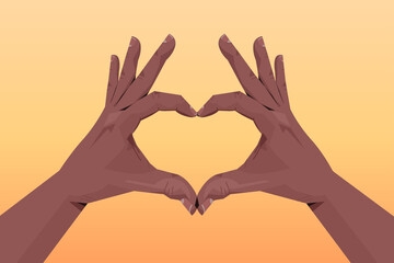 african american human hands making heart shape gesture communication language gesturing concept horizontal isolated vector illustration