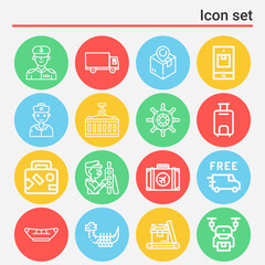 16 pack of cruise  lineal web icons set