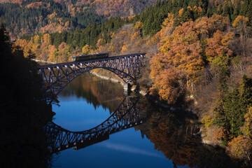第一只見川橋梁の紅葉