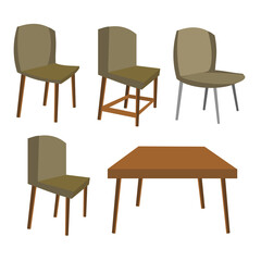 Fototapeta premium tables and several models of chairs. flat vector