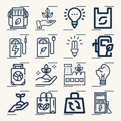 Simple set of respiratory center related lineal icons.