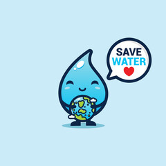 cute water cartoon vector design hugging the earth