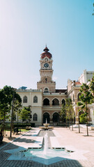 Fototapeta na wymiar Sultan Abdul Samad Building with fountain and clocktower.