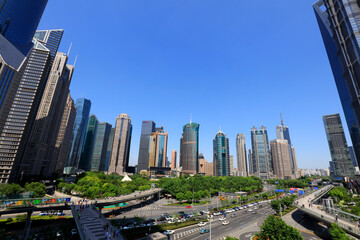 Architectural scenery of Lujiazui in Pudong, Shanghai, China