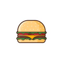 Burger Vector Cartoon Isolated - Foods and Drinks Illustration Cartoon Style.