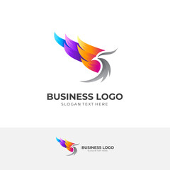 eagle logo design with 3d colorful style