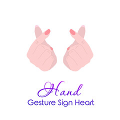 Valentines Day Hand Gesture Sign Heart isolated on white Vector Illustration.