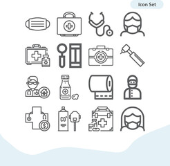 Simple set of surgeon related lineal icons.