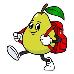 Vector Pear Character With Backpack