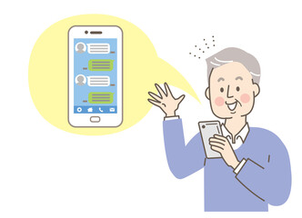 スマホを使うシニア男性