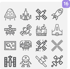 Simple set of aliens related lineal icons.