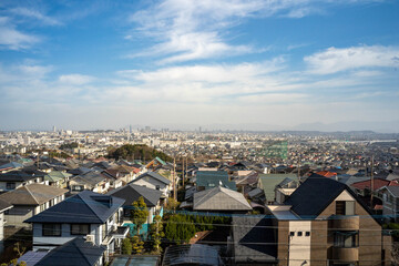 Obraz premium View of Fukuoka city from hill in JAPAN.