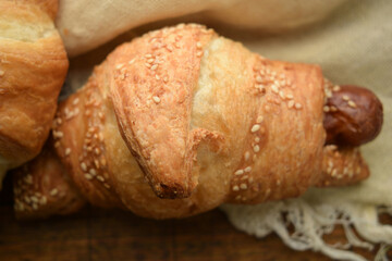 Cornetto con wurstel  Croissant stuffed with sausage 