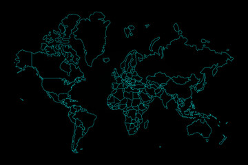 Map of World,Green map on dark background of map of World symbol for your web site design map. Vector illustration eps 10.