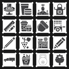 16 pack of supplies  filled web icons set