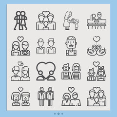 Simple set of sons related lineal icons.