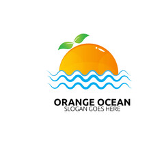 orange ocean logo vector, icon, element, and template for company
