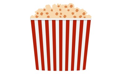 Popcorn in a large striped glass.