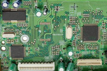 components of microprocessor devices are installed on a printed circuit board
