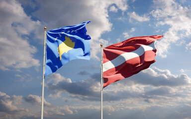 Flags of Kosovo and Latvia.