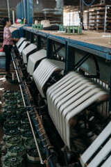 Electric silk factory machines spinning silk thread.