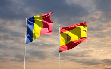 Flags of Spain and Chad.