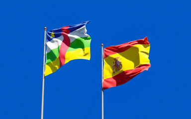 Flags of Spain and CAR Central African Republic.