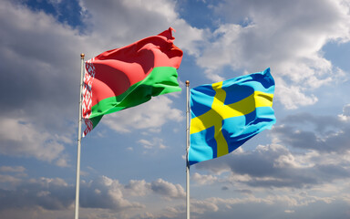 Flags of Sweden and Belarus.