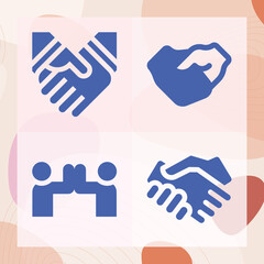 Simple set of handshake related filled icons