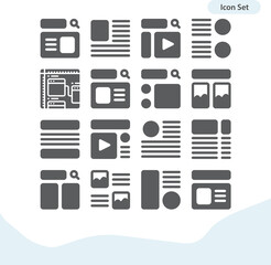 Simple set of wireframe related filled icons.