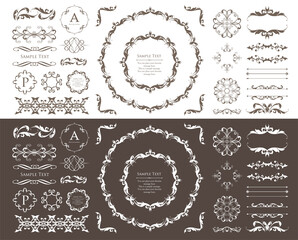 高級感のあるビンテージ調のフレームデザインセット　罫線　枠　ウエディング　ビンテージ　アンティーク