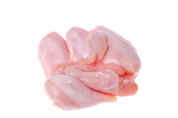 Raw fresh chicken breast on white background.