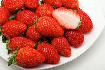 
Strawberry. Fresh organic berry macro. Fruit background