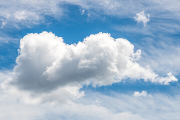 Naklejka na ściany i meble A combination of white high and medium cloud in the blue sky