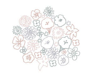 線画の花ブーケ風イラスト　Line art flower bouquet style illustration