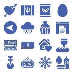 16 pack of radical  filled web icons set