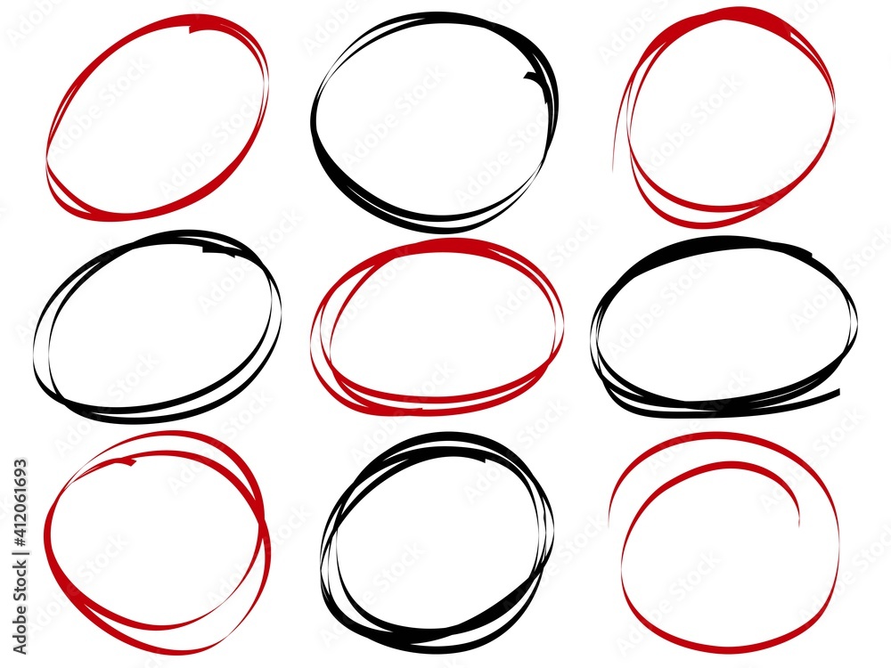 Poster hand drawn scribble line circles. doodle circular for message note mark design element. vector illus