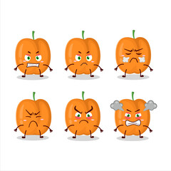 Apricot cartoon character with various angry expressions