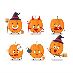 Halloween expression emoticons with cartoon character of apricot