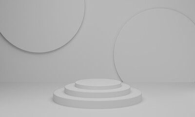 3d render. cylinder podium on white background Abstract minimal scene with geometric.