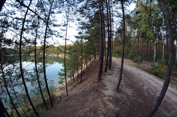 Blue Lake in the Chernigow region, Ukraine. Former quarry of quartz sand for glass production. Popular local resort at present