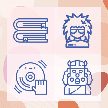 Simple set of literary related lineal icons