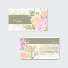 Fototapeta na wymiar Business card with watercolor flower background