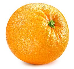 Single orange isolated on white background. Orange fruit whole. Orange Clipping Path. Full depth of field.