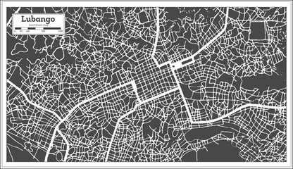 Lubango Angola City Map in Black and White Color in Retro Style. Outline Map.