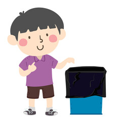 Kid Boy Class Litter Monitor Illustration